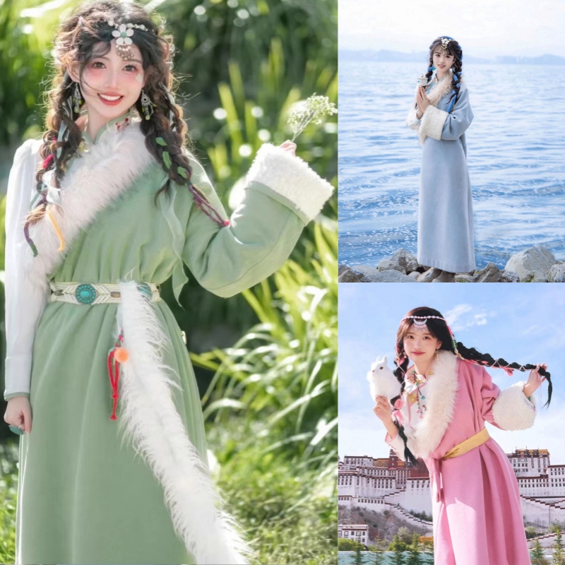 藏袍藏族服装女舞蹈演出服藏式