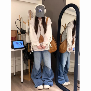 两件套装 法式 甜酷学院风v领麻花宽松背心针织马甲毛衣搭绑带衬衫