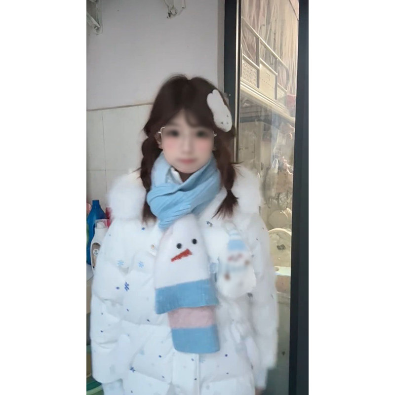 韩版甜妹时尚风可拆卸雪人魔术贴毛领连帽保暖棉服+雪人针织围巾,女装/女士精品,棉衣/棉服,淘宝优惠券,粉丝福利购,淘宝优惠卷