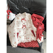 法式 温柔学院风满印波点按扣花边棉服新款 甜美百搭保暖棉衣面包服