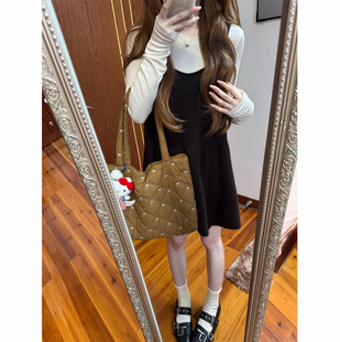 打底上衣女两件套装 甜美减龄针织背心吊带裙叠穿长袖 时尚 2025秋季