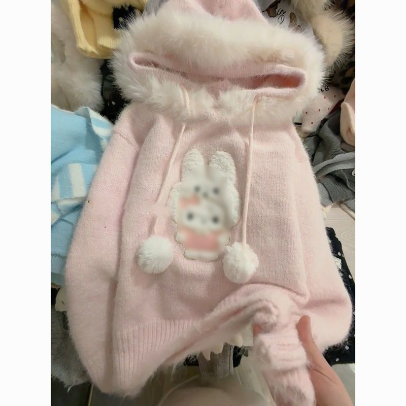 毛茸茸米菲兔连帽毛衣