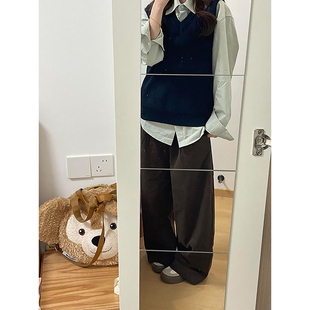 两件套装 衬衫 甜酷气质学院风软糯针织马甲背心搭配polo领长袖 新款