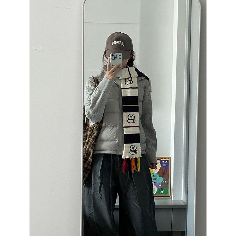 灰色拼接立领针织棉服