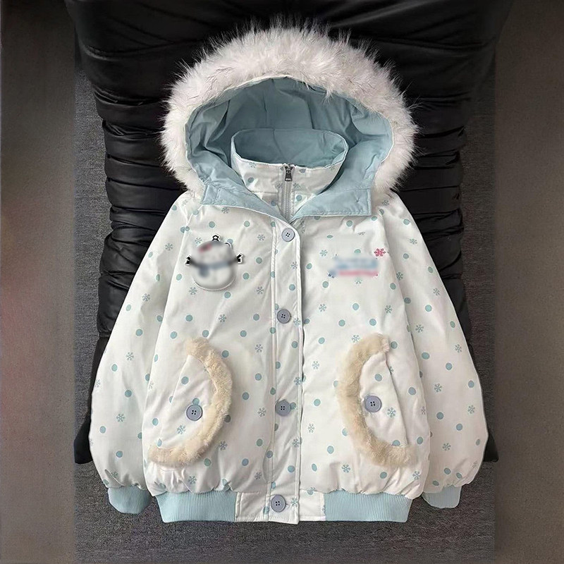 韩系甜妹ins可爱风魔术贴毛领连帽波点棉服冬日宅萌加厚保暖棉衣,女装/女士精品,棉衣/棉服,淘宝优惠券,粉丝福利购,淘宝优惠卷