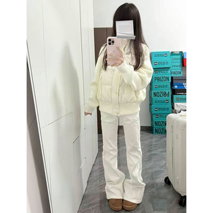 2025新款温柔风腊肠狗印花针织拼接立领棉服小个子减龄保暖面包服