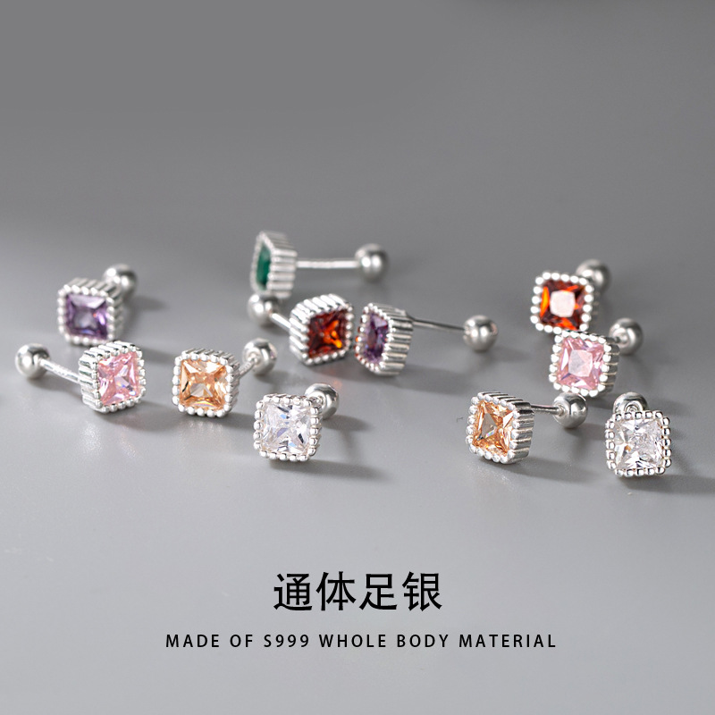 耳钉锆石足银养耳洞耳钉睡觉免摘