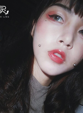 不打孔唇钉无洞假恶魔钉贴鼻眉钉无孔不穿孔个性可以贴的酒窝钉女