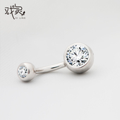 戏灵防过敏S925纯银脐钉养脐洞肚脐环欧美性感女神肚脐钉肚钉脐扣