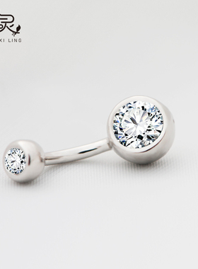 戏灵防过敏S925纯银脐钉养脐洞肚脐环欧美性感女神肚脐钉肚钉脐扣