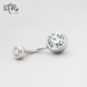 戏灵防过敏S925纯银脐钉养脐洞肚脐环欧美性感女神肚脐钉肚钉脐扣