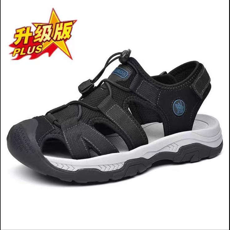 夏季凉鞋男款户外溯溪涉水鞋复古包头沙滩软底洞洞凉拖鞋45码46码