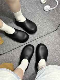 Adidas阿迪达斯AdiFom纯黑厨师鞋穆勒鞋女款厚底增高拖鞋 IE4626