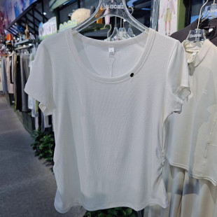 好彩女T恤亚麻螺纹棉妖精U领健身瑜伽服短袖打底衫2026夏新款653