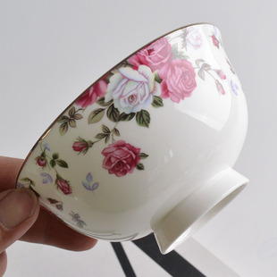 唐山无铅家用高档精品骨瓷餐具4.5英寸高脚米饭碗陶瓷碗微波炉碗