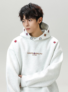 NTBF重磅民族风刺绣连帽卫衣男女春秋季新款2026复古运动帽衫外套