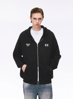 【蔡徐坤同款】BONELESS空气层牙刷绣拉链卫衣宽松百搭连帽外套潮