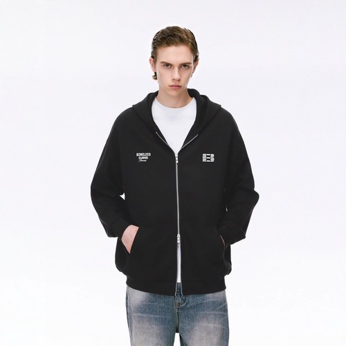 BONELESS空气层拉链卫衣宽松连帽