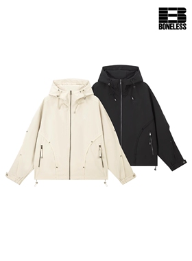 【霓虹旷野】BONELESS网格B刺绣拼接织带外套防泼水抽绳户外夹克