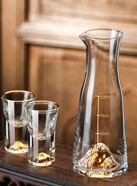 轻奢高档金山白酒杯家用分酒器套装精致杯子酒盅高级小酒杯酒壶