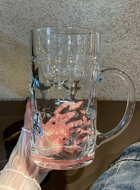 大容量啤酒杯套装家用酒吧超大玻璃扎啤杯1000ml水果茶杯大号杯子