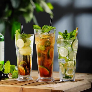 加厚柯林杯直布罗陀杯八角杯餐厅柠檬茶杯大号玻璃水杯冷饮杯商用
