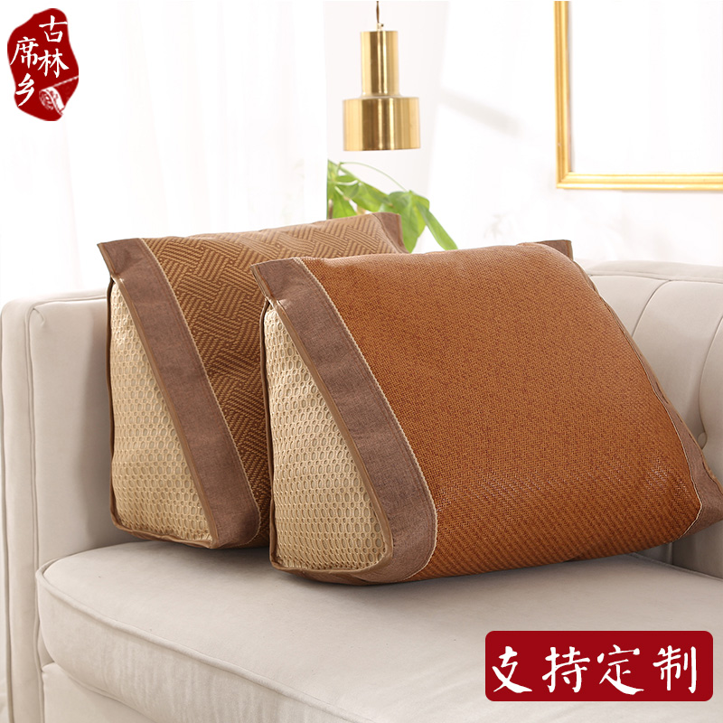 古林可拆洗竹藤草席沙发靠垫套