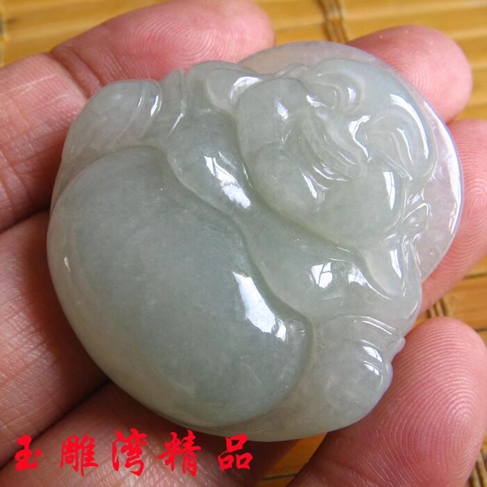 玉雕湾缅甸天然翡翠佛公吊坠A货玉佛弥勒佛挂件冰糯种玉石女正品