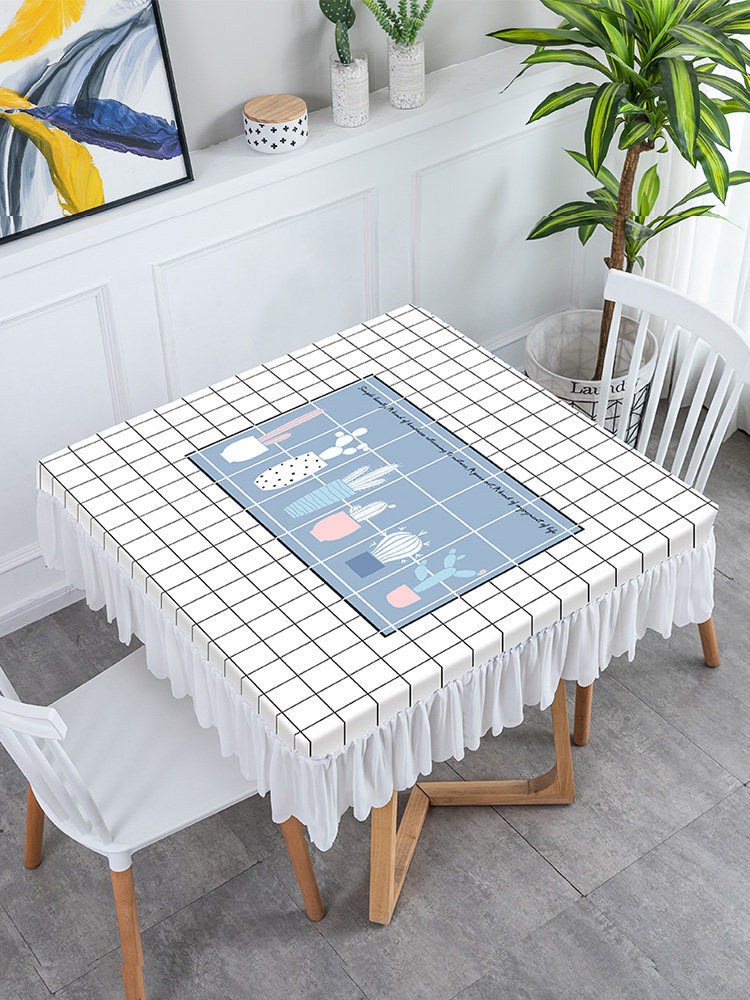 格子方桌桌布防滑防水正方形餐桌布轻奢高级感茶几罩北欧家用新款,居家布艺,桌布,淘宝优惠券,粉丝福利购,淘宝优惠卷