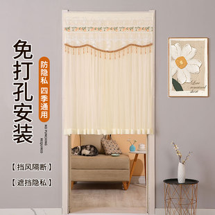 新款卧室房间蕾丝门帘遮挡帘隐私纱帘半帘隔断帘四季家用防蚊挂帘