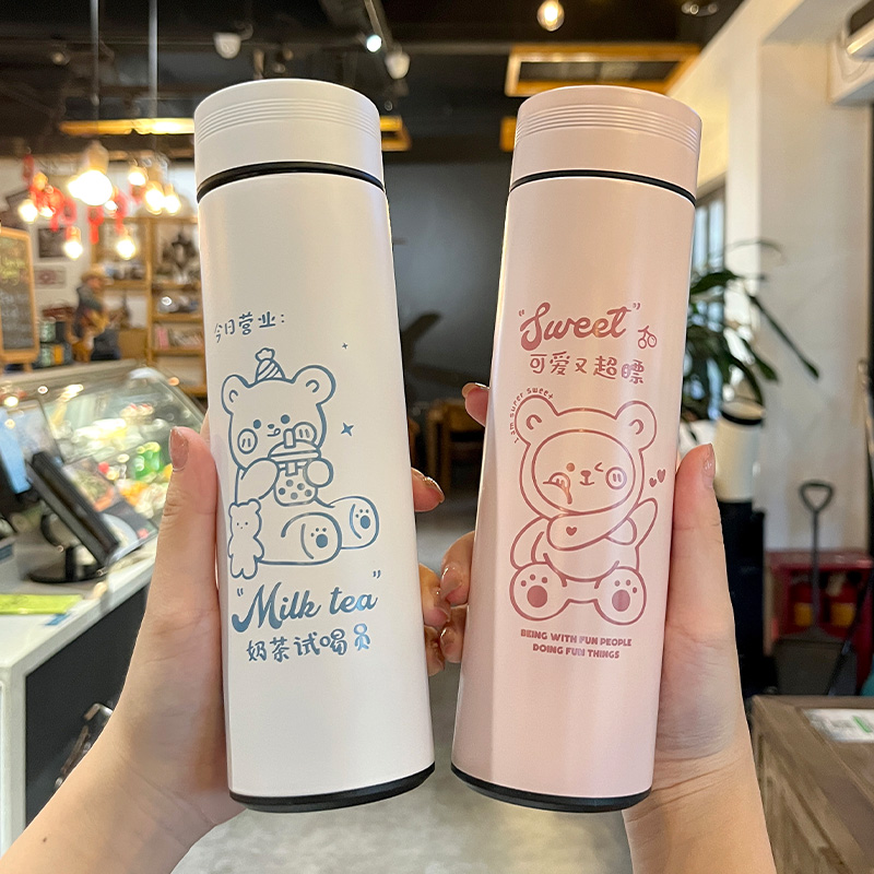 可爱304不锈钢带茶隔便携