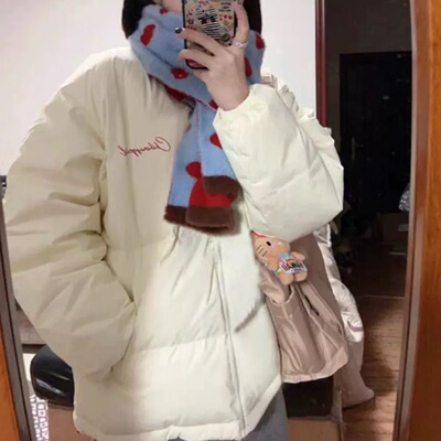 2024年羽绒棉服女冬季新款宽松休闲百搭学院风立领拉链外套潮