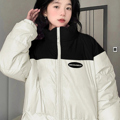 面包服保暖拼色棉袄外套