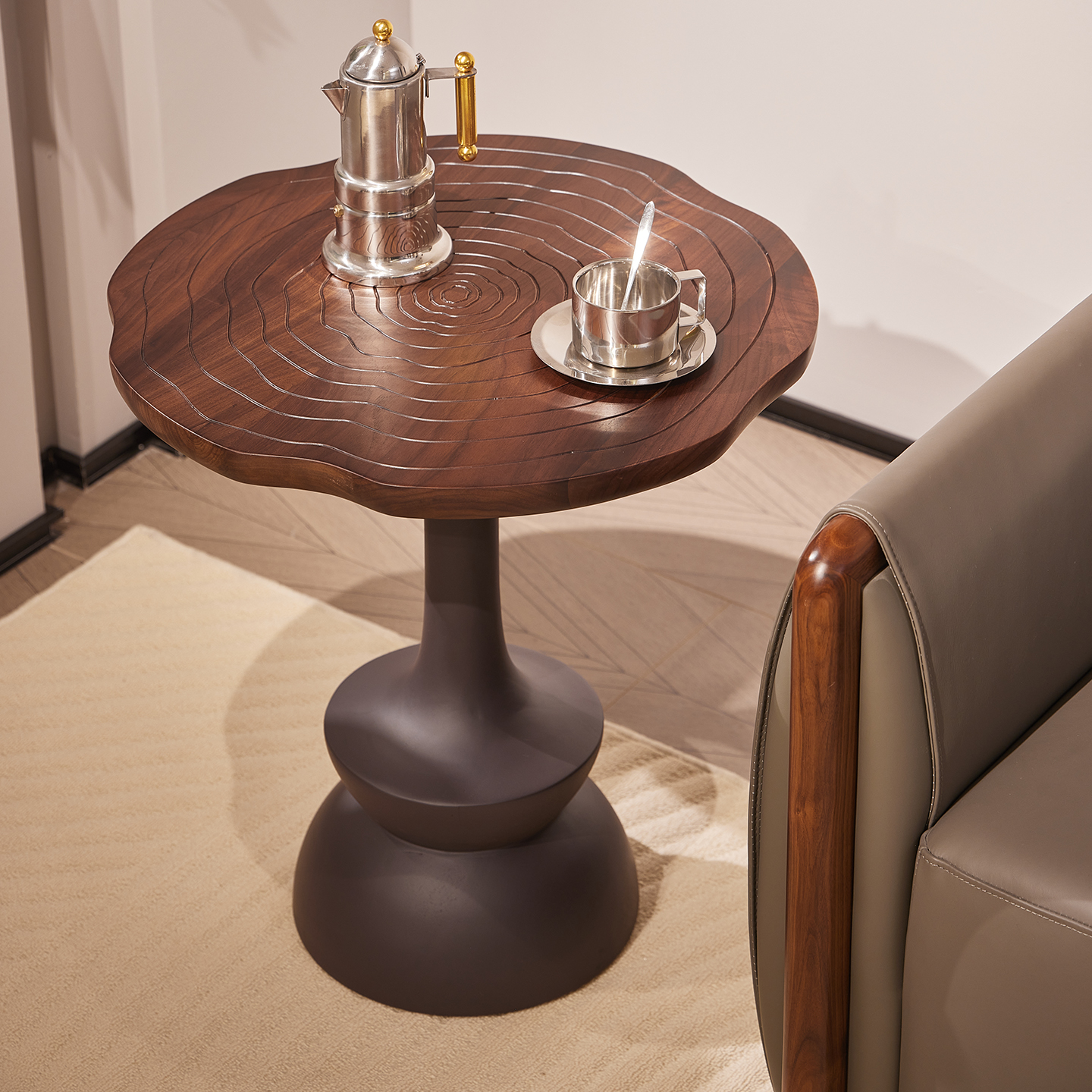 北美黑胡桃木全实木小圆几美式复古客厅沙发边几阳台休闲咖啡桌子