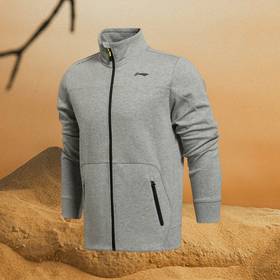 李宁运动服 外套秋款正品男装休闲运动上衣开衫无帽卫衣男AWDK473