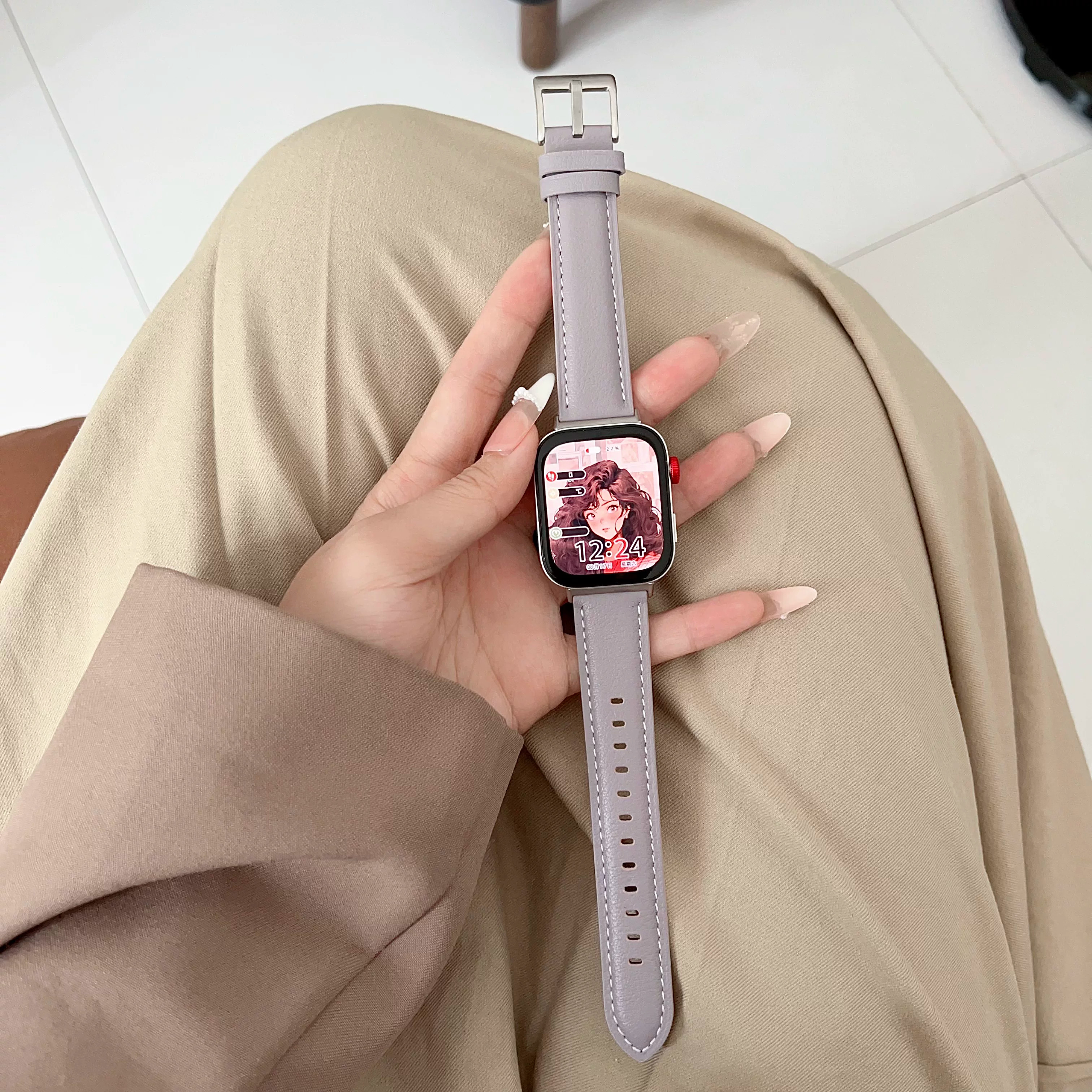 适用华为fit543手表表带女款真皮