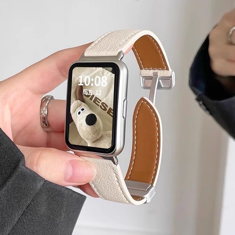 适用华为FIT3/fit4手表表带watchfit2真皮磁吸替换腕带秋冬手环带