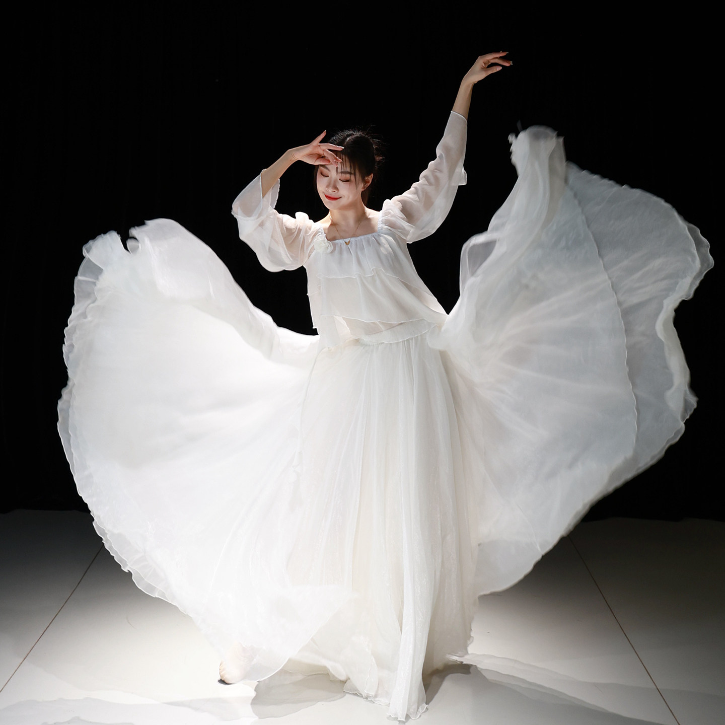 梦霞梦底舞蹈裙子仙女大摆裙双层900度有你的冬天春晚喜雨舞蹈裙