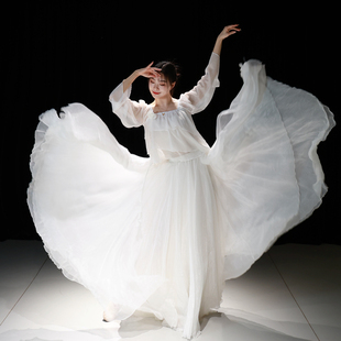 梦霞舞蹈裙子仙女大摆裙双层900度有你的冬天雪落下的声音舞蹈裙