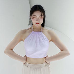 梦霞舞蹈服装 古风挂脖系带抹胸古典现代爵士舞蹈仙女上衣 吊带中式