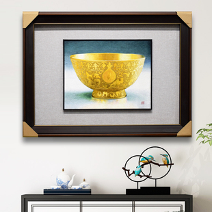 63*85顾氏手工苏绣静物金饭碗象征衣食无忧乔迁升职墙壁装饰挂画