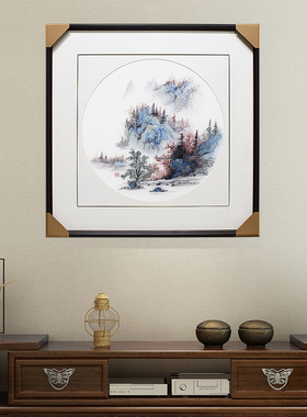 73*73顾氏刺绣古画山水风景 新中式客厅书房走廊 礼品装饰挂画五