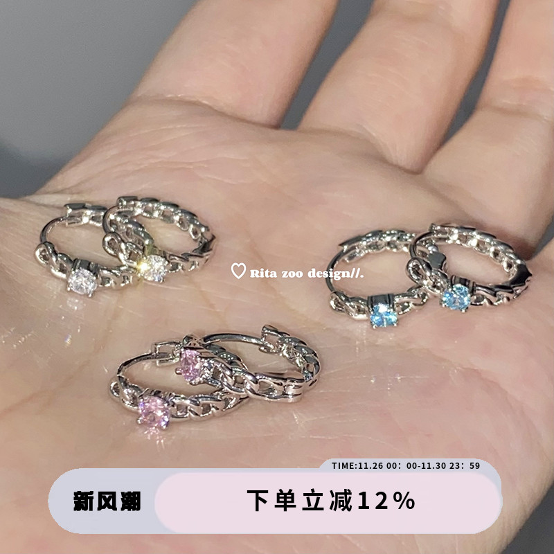 麻花小钻精致耳圈耳环耳扣