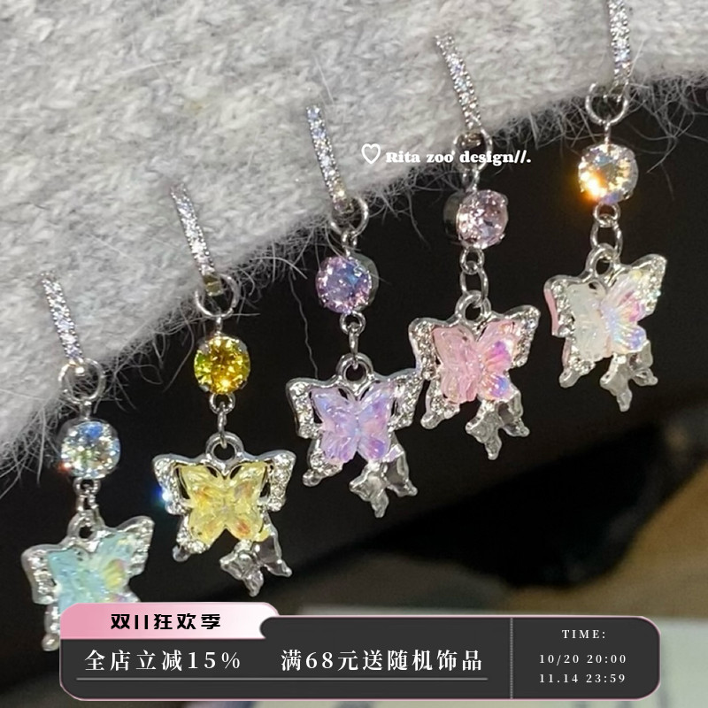 原创灵动华子蝴蝶耳环耳圈