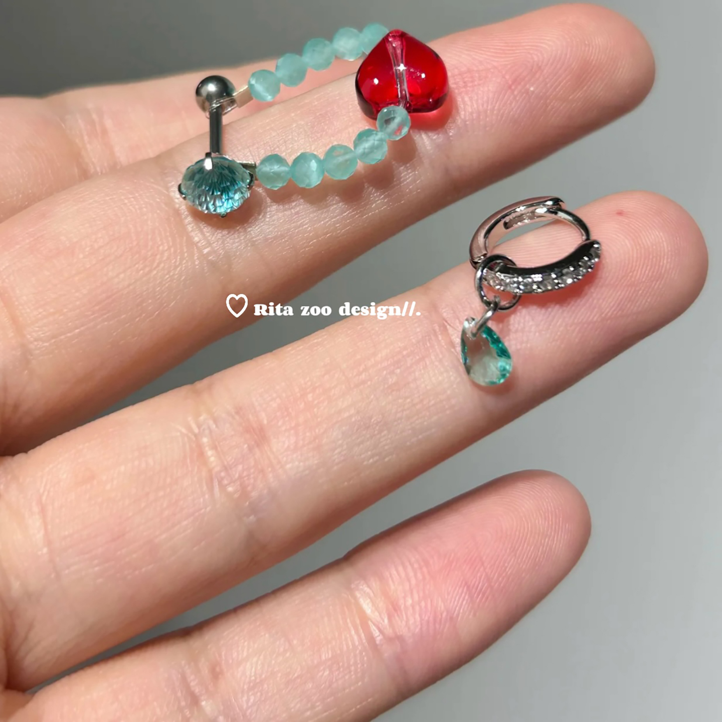 薄荷糖小众清透耳环耳骨链耳饰