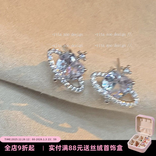 超闪锆石环绕宇宙星球精致百搭小众时髦银耳钉 出逃土星计划