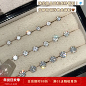 爆闪316L钛钢免摘耳骨钉耳钉养耳 桂泰料咖金白钻 Rita Zoo