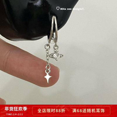 星球环绕双层耳环耳扣耳圈