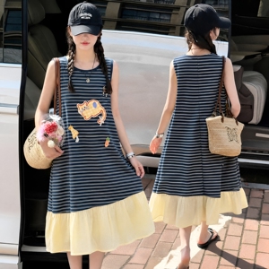 女童夏季条纹卡通印花连衣裙