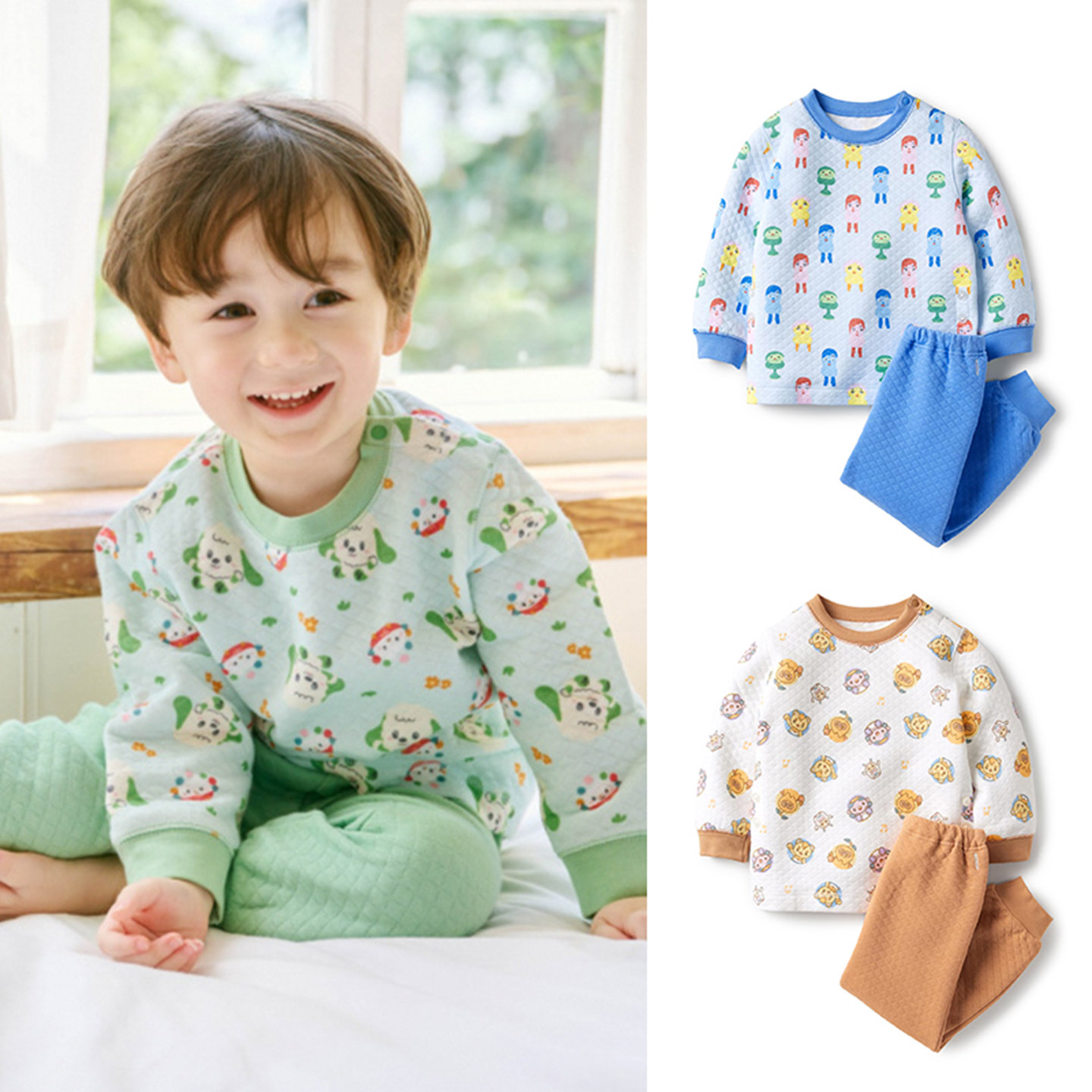 儿童家居服秋季新款男童纯棉保暖套装女童柔软空气棉长袖睡衣睡裤,童装/婴儿装/亲子装,家居服套装,淘宝优惠券,粉丝福利购,淘宝优惠卷